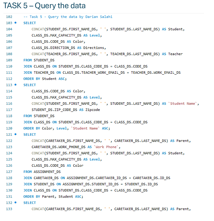 Screenshot of Happy Learning SQL database project